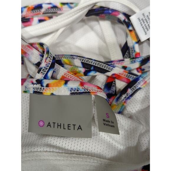 Athleta Size Small Sports Bra Splattered Print Removable Padding - Picture 2 of 8